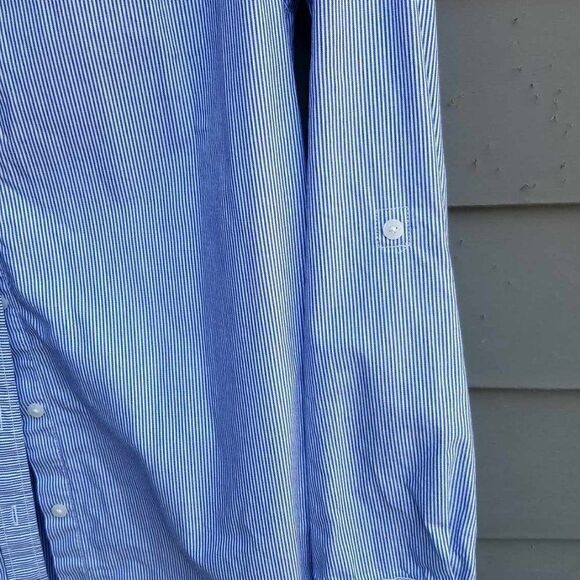 Tommy Hilfiger Blue White Stripe Classic Fit Shirt size Medium - Picture 8 of 12